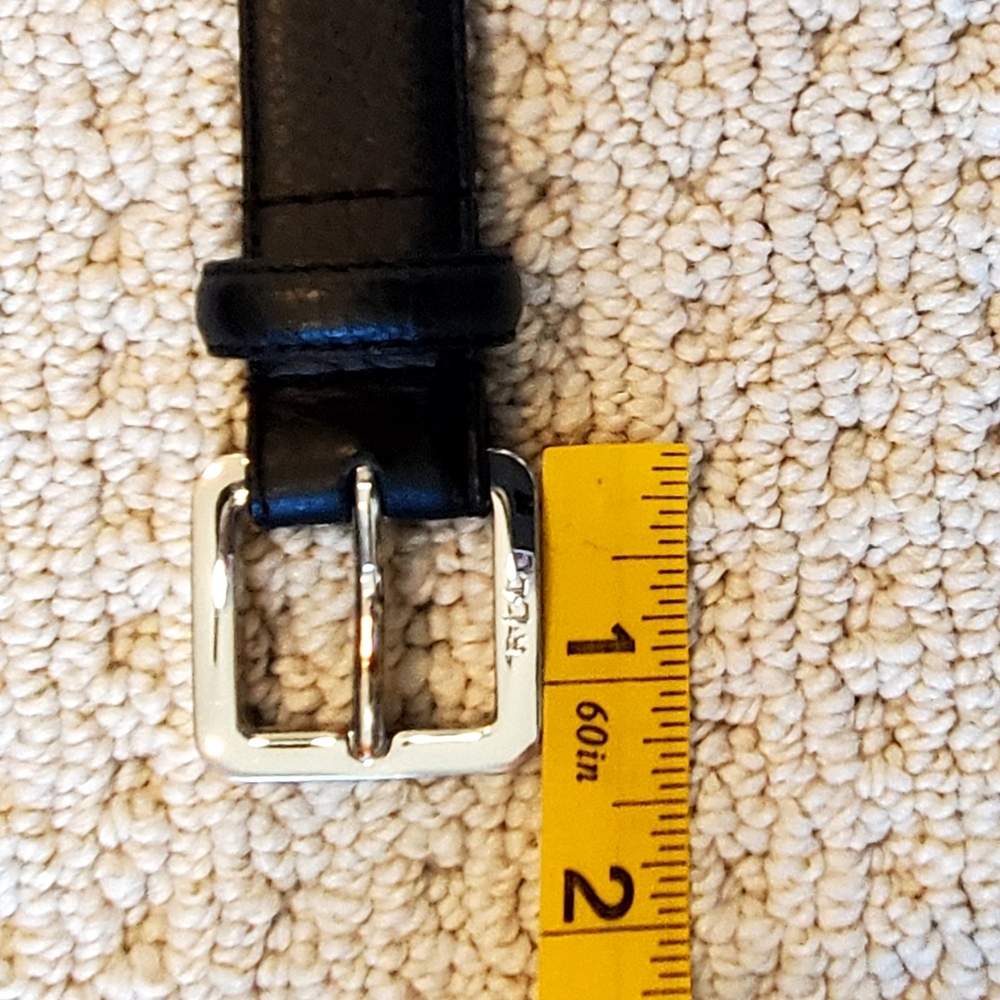 Ralph Lauren Black Leather Silver Monogram Buckle Silver Grommet Belt Lg EUC - Picture 15 of 16